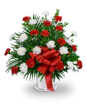 Red and White Handled Basket